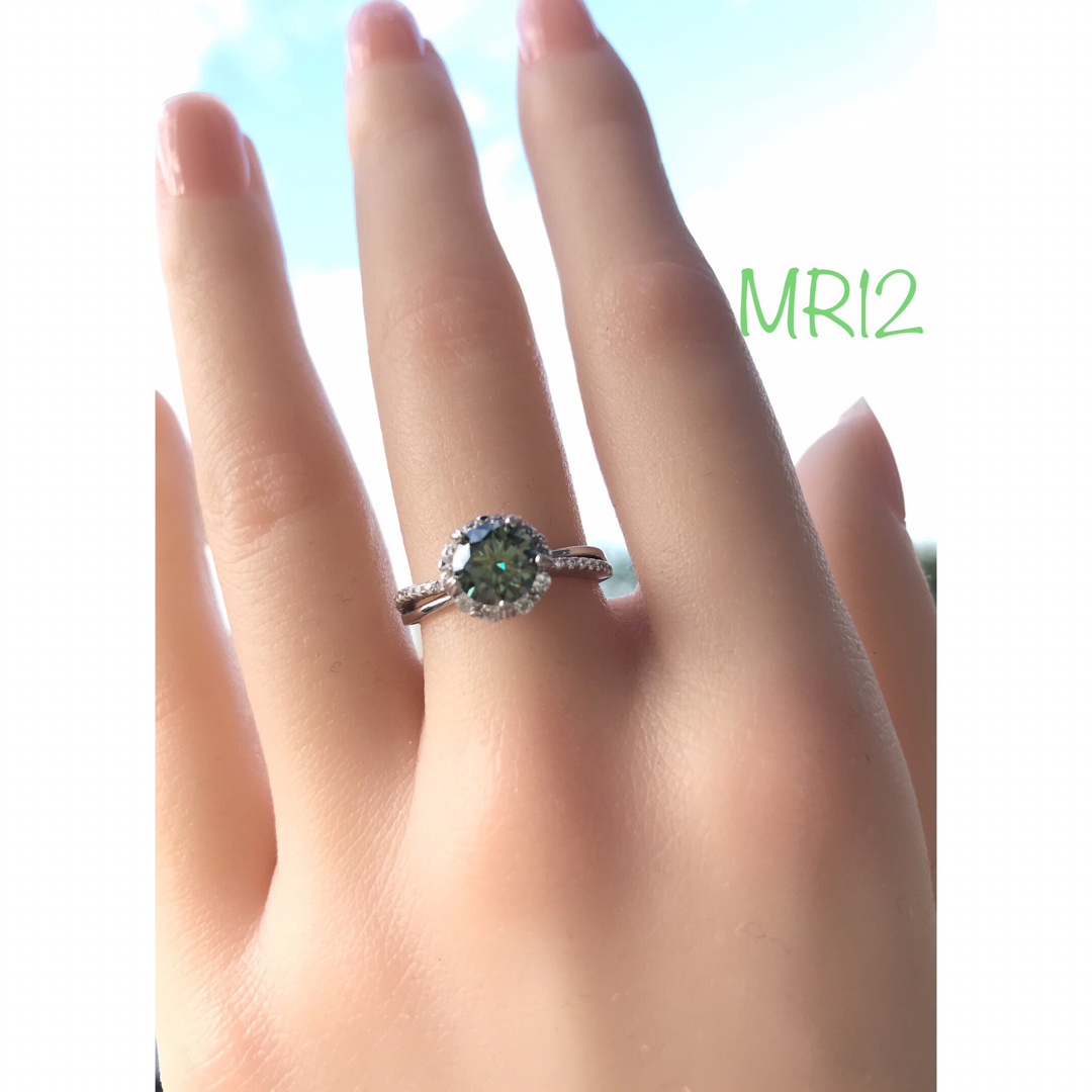 MR12／13.5号1.0ct  グリーン緑 モアサナイトリング♡シルバー925 レディースのアクセサリー(リング(指輪))の商品写真