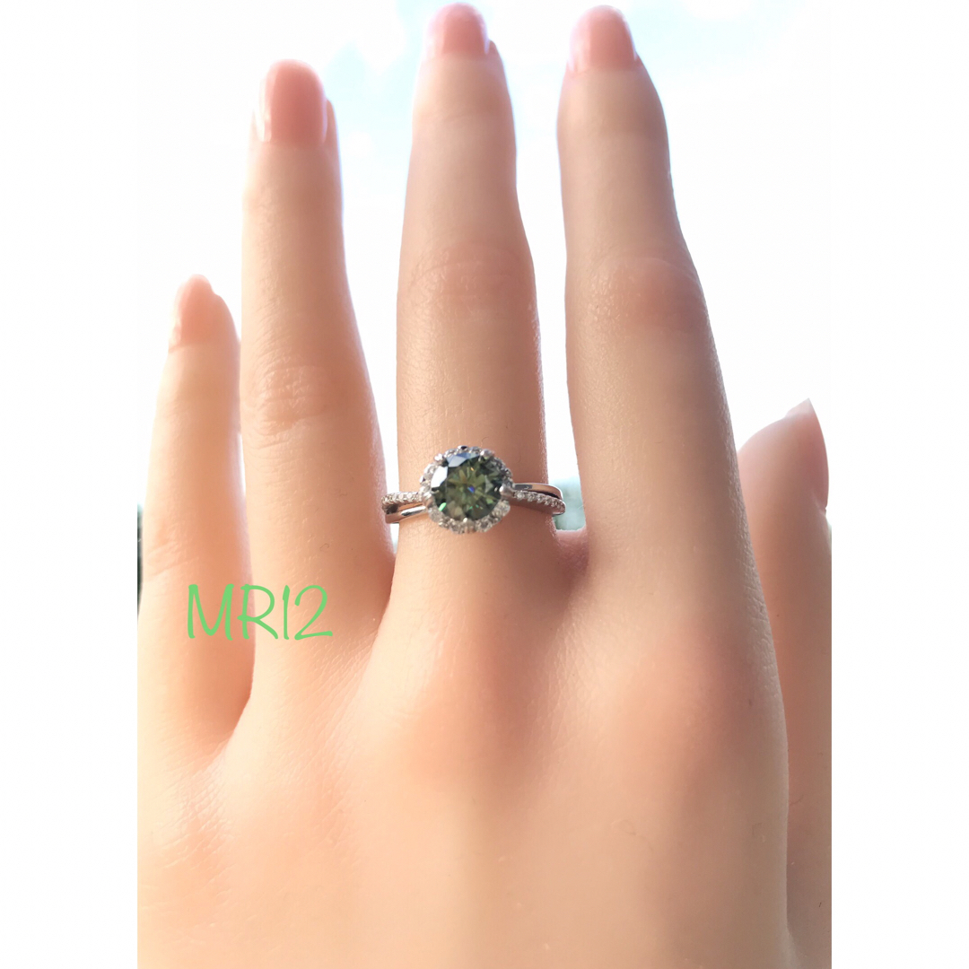 MR12／13.5号1.0ct  グリーン緑 モアサナイトリング♡シルバー925 レディースのアクセサリー(リング(指輪))の商品写真