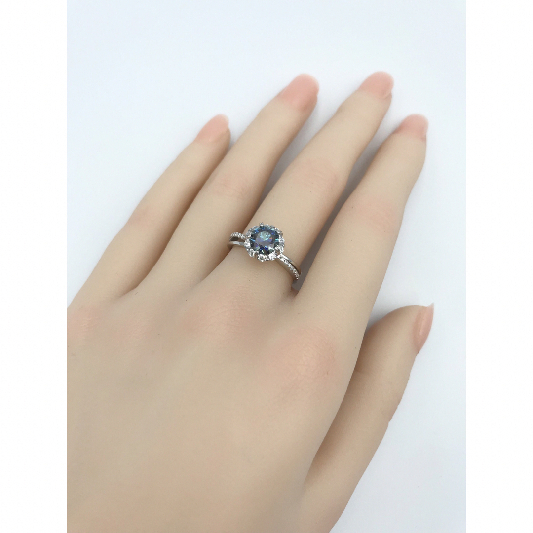 MR12／ 9号 1.0ct  ブルーモアサナイト リング 青 ♡シルバー925 レディースのアクセサリー(リング(指輪))の商品写真