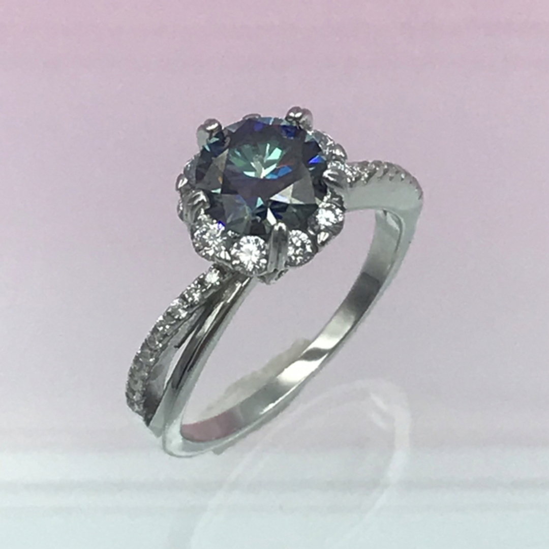 MR12／ 9号 1.0ct  ブルーモアサナイト リング 青 ♡シルバー925 レディースのアクセサリー(リング(指輪))の商品写真