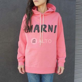 マルニ(Marni)のMARNI マルニ パーカー フード ロゴ入り  オーバーサイズ  ピンク(パーカー)