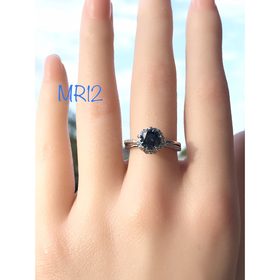 MR12／10.5号1.0ct  ブルーモアサナイトリング 青 ♡シルバー925 レディースのアクセサリー(リング(指輪))の商品写真