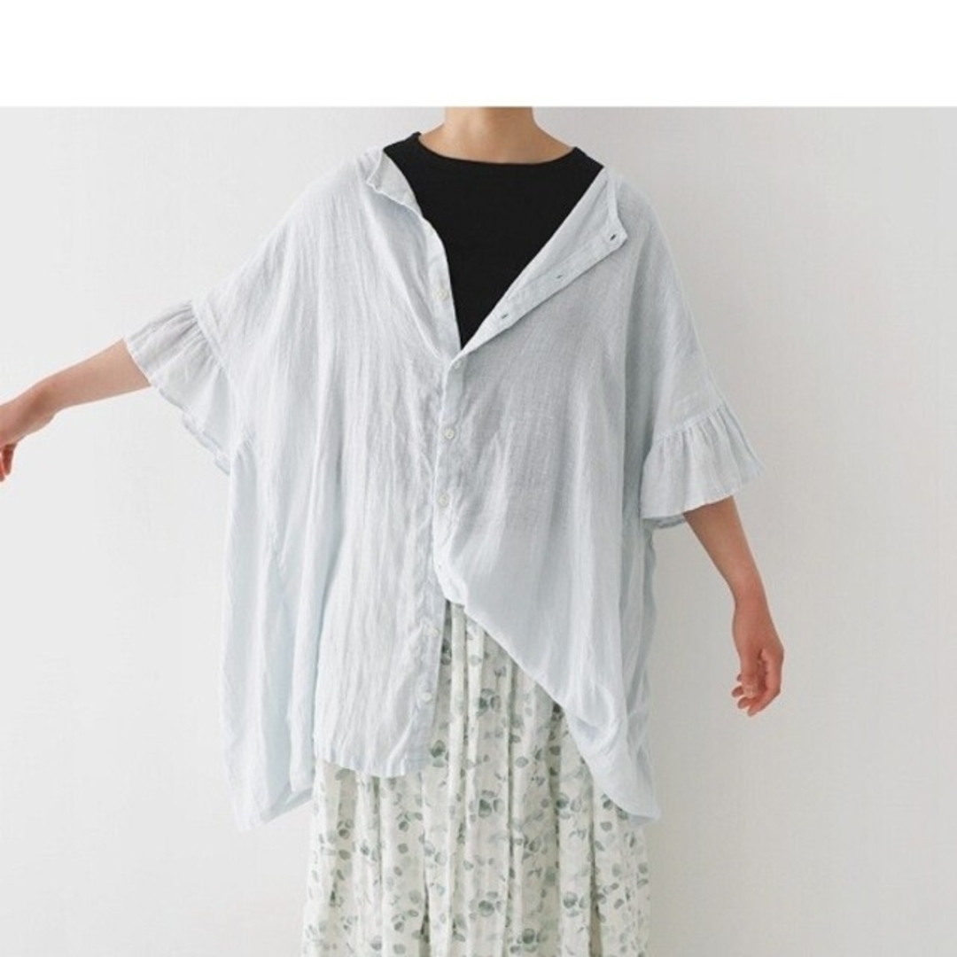 nest Robe(ネストローブ)のリネンフリルスリーブチュニック レディースのトップス(シャツ/ブラウス(半袖/袖なし))の商品写真