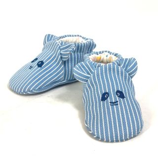 エルメス HERMES パスパス パンダ ストライプ baby キッズ プレゼント 赤ちゃん ベビーシューズ 靴 ベビーシューズ キャンバス ブルー 未使用