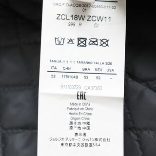 極美品●ARMANI COLLEZIONI アルマーニコレッツィオーニ 襟エコファー付き ZIPUP ジャケット/コート ブラック 大きめサイズ52 正規品