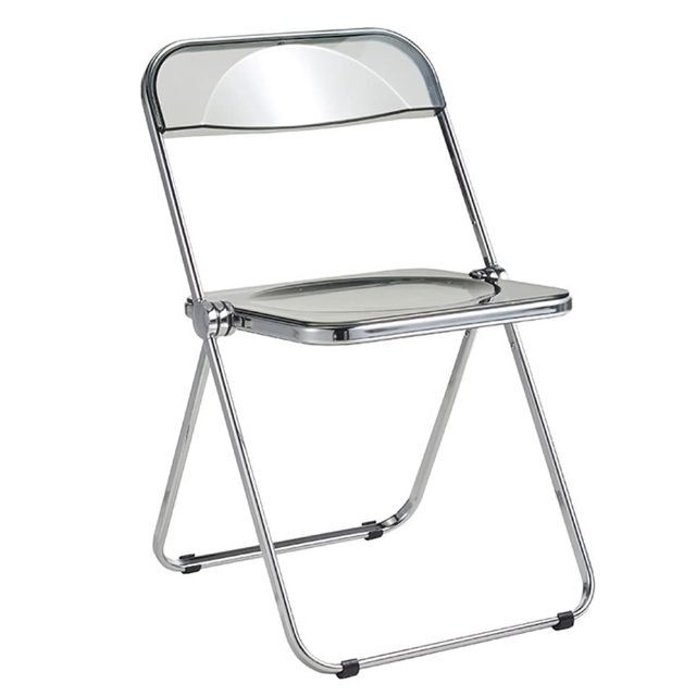 【色: グレー】パイプ椅子 透明 折りたたみ椅子 クリアチェア スタッキングチェ