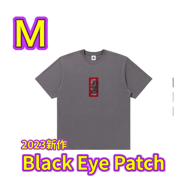 メンズブラックアイパッチ 取扱注意 ラインストーンTシャツ M