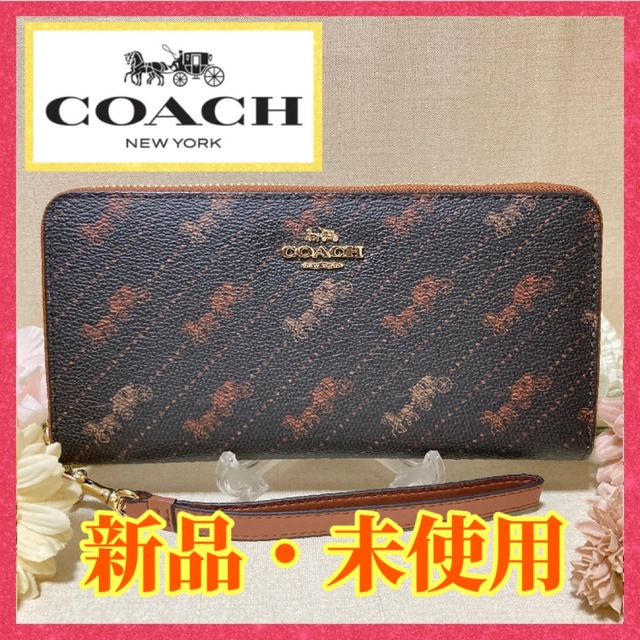 COACH ストラップ付き長財布 ホース アンド キャリッジ