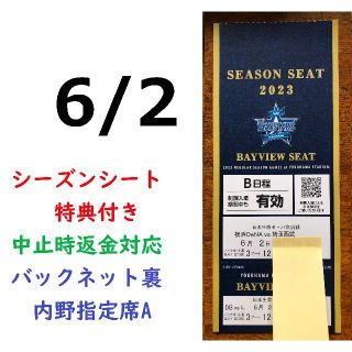 ヨコハマディーエヌエーベイスターズ(横浜DeNAベイスターズ)の【中止補償】6/2横浜DeNAベイスターズ×西武 横浜スタジアムネット裏(野球)