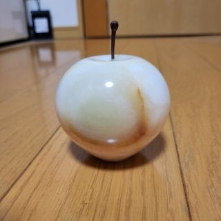 【新品】グリーン marble Apple L ペーパーウェイト オブジェ(彫刻/オブジェ)