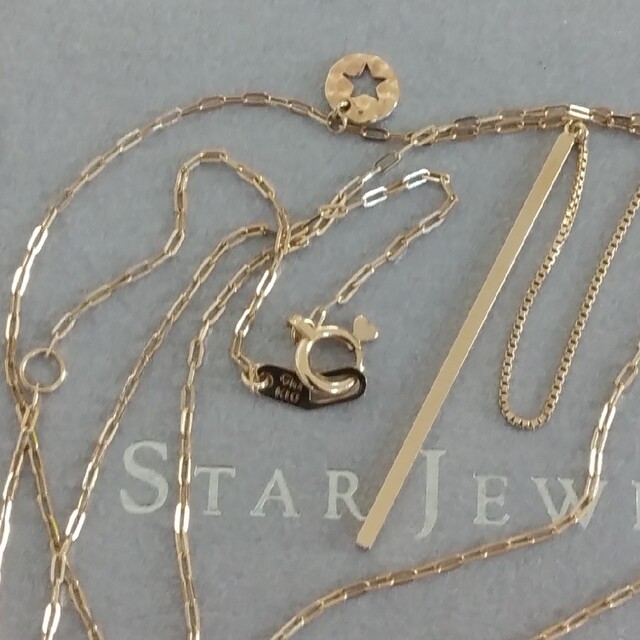 STAR JEWELRY - スタージュエリー K10 Y字 ロングネックレス プレート