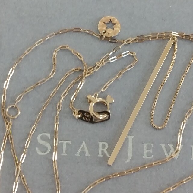 STAR JEWELRY(スタージュエリー)のスタージュエリー K10 Y字 ロングネックレス プレート チェーン 美品 レディースのアクセサリー(ネックレス)の商品写真