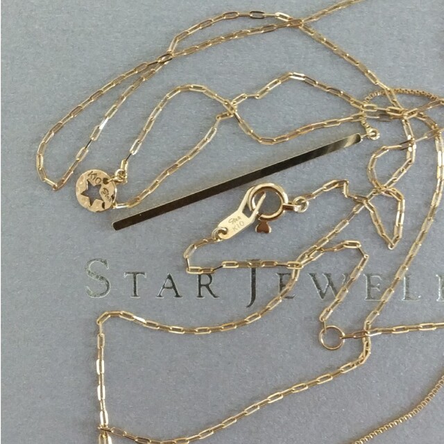 STAR JEWELRY(スタージュエリー)のスタージュエリー K10 Y字 ロングネックレス プレート チェーン 美品 レディースのアクセサリー(ネックレス)の商品写真