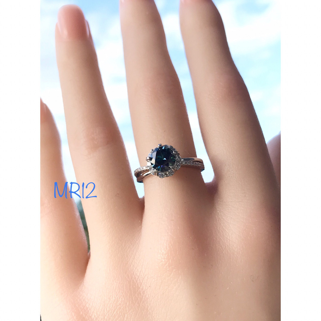 MR12／13号1.0ct  ブルーモアサナイトリング 青 ♡シルバー925 レディースのアクセサリー(リング(指輪))の商品写真