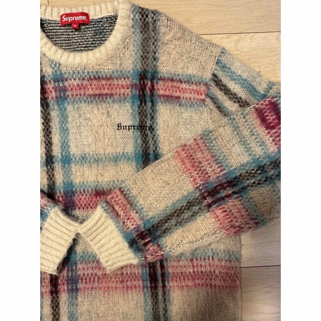 supreme brushed plaid sweater ホワイト 20AW