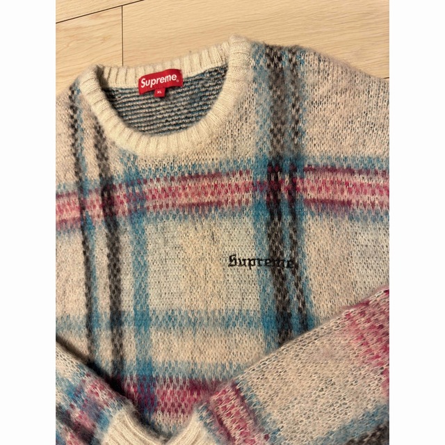 supreme brushed plaid sweater ホワイト 20AW