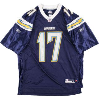 リーボック(Reebok)の古着 リーボック Reebok NFL SANDIEGO CHARGERS サンディエゴチャージャーズ メッシュ Vネック ゲームシャツ フットボールシャツ メンズXL /eaa313653(Tシャツ/カットソー(半袖/袖なし))