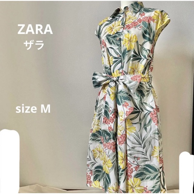 ZARA(ザラ)のZARAザラ ボタニカル花柄ロングワンピース ジレ サイズM レディースのワンピース(ロングワンピース/マキシワンピース)の商品写真