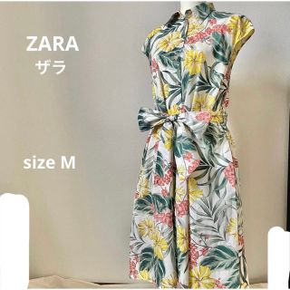 ザラ(ZARA)のZARAザラ ボタニカル花柄ロングワンピース ジレ サイズM(ロングワンピース/マキシワンピース)