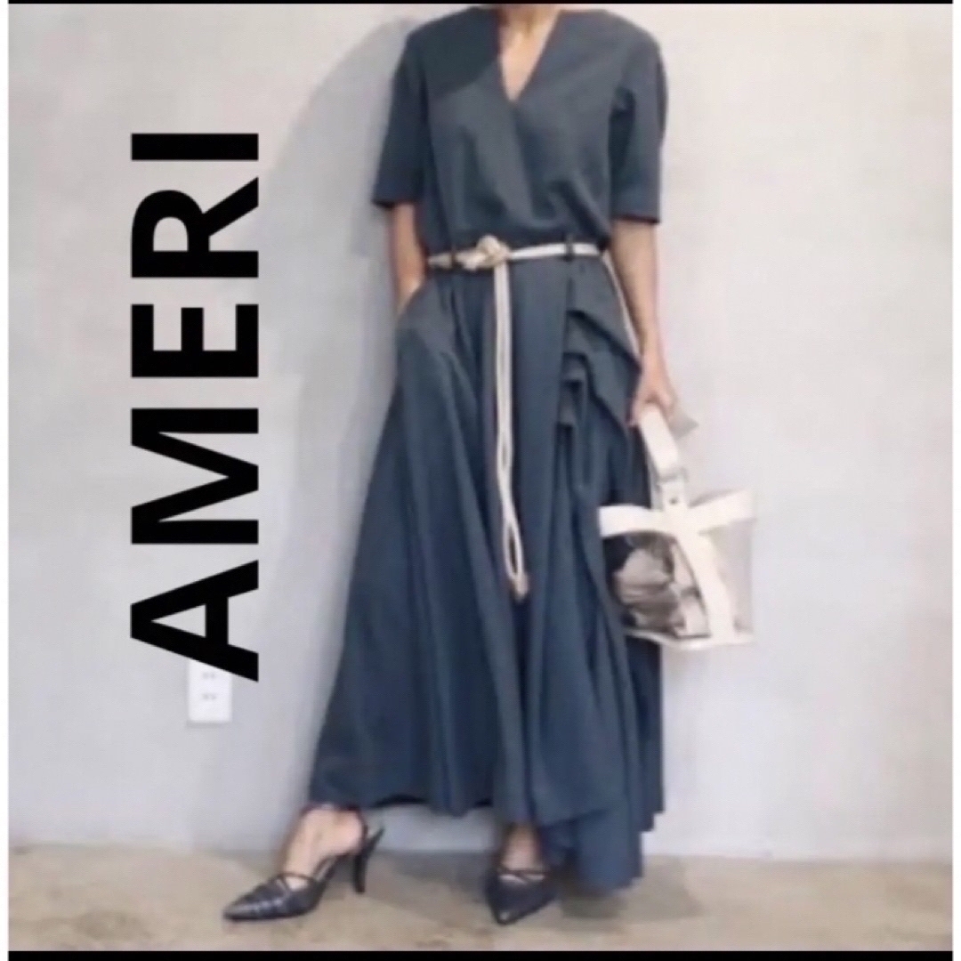 アメリ ✨オーバーラップタック ドレス ロングワンピース ブルー | フリマアプリ ラクマ ameri vintage ワンピース タックドレス