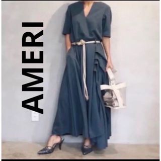 アメリヴィンテージ(Ameri VINTAGE)のアメリ ♪オーバーラップタック ドレス ロングワンピース ブルー(ロングワンピース/マキシワンピース)