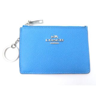 未使用品☆COACH コーチ ロゴ金具・キーリング付き レザー カードケース／パスケース／カードホルダー レディース ピンク 箱付 シンプル◎