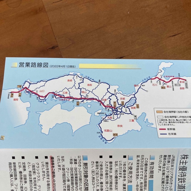 JR西日本株主優待鉄道割引券