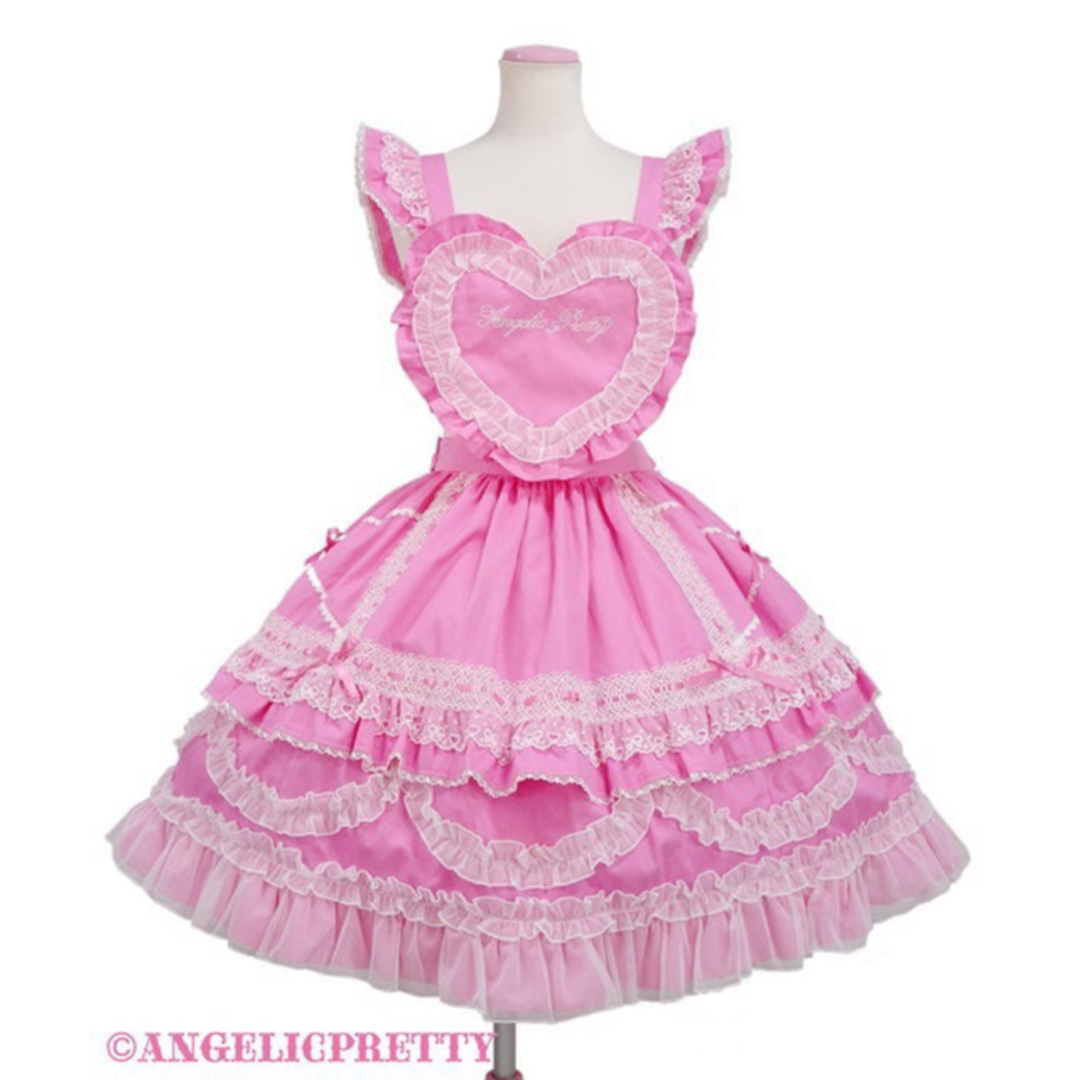 Angelic Pretty(アンジェリックプリティー)のHeart胸あて付スカート(無地)セット レディースのスカート(ミニスカート)の商品写真