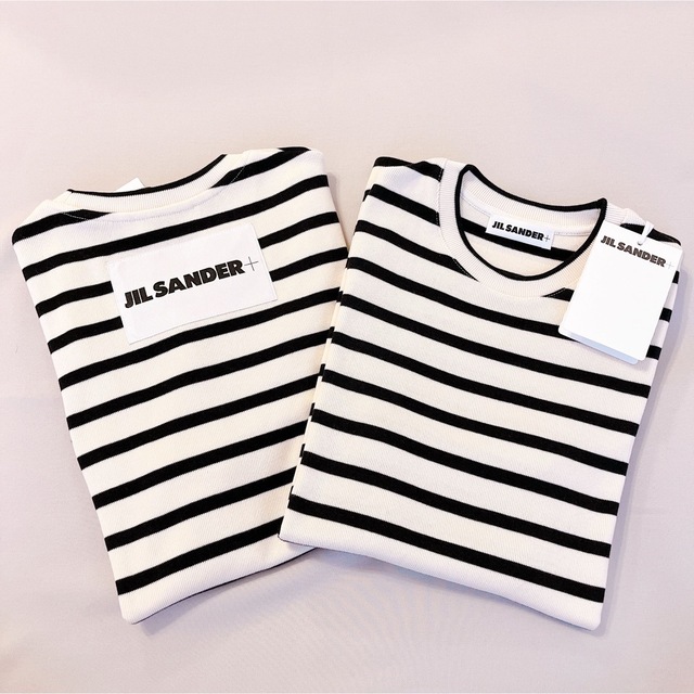 JIL SANDER バック ロゴ プリント コットン ボーダー Tシャツ