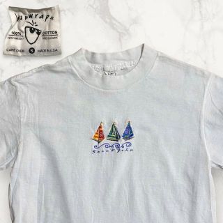 HCH  90s USA製 白 サーフ　ビーチ　ヨット　海　刺繍　ビンテージ T(Tシャツ/カットソー(半袖/袖なし))