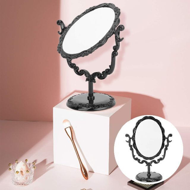 Frcolor 卓上ミラー 化粧鏡 ヨーロッパ式 ヴィンテージ 360度回転 メ 2