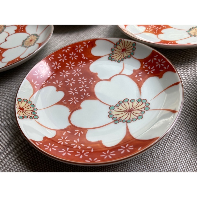 ダークブラウン 茶色 香蘭社 赤絵町工房 山茶花 銘々皿 5枚 小皿 | www