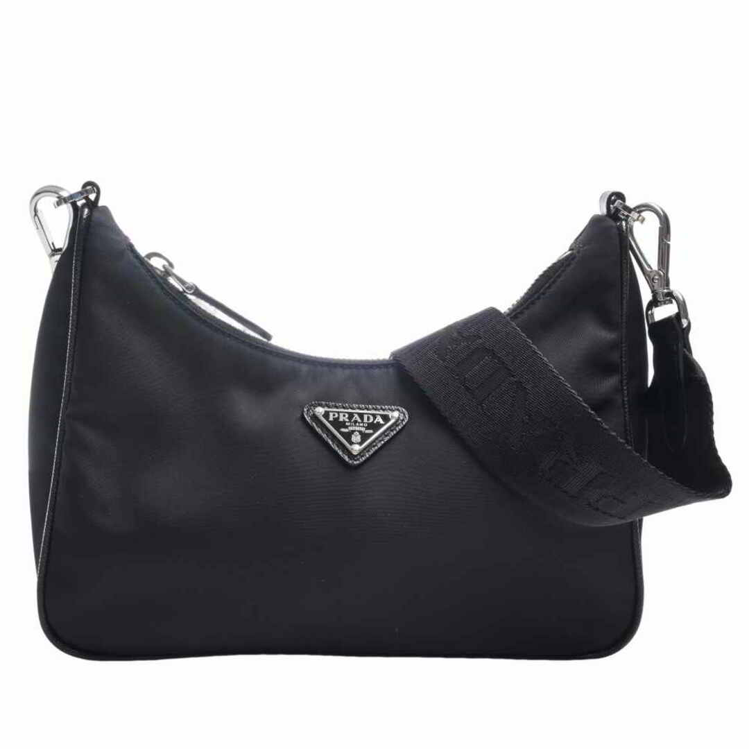 PRADA プラダ 2WAY ナイロン トートバッグ ブラック ショルダーバッグ トライアングルロゴ 鞄 シルバー BR5093 美品  53670