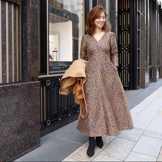 SEVENTEN 小花ジャガードワンピース セブンテン ロング SEVENTEN 小花ジャガードワンピース セブンテン ロング
