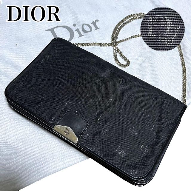 DIOR ディオール トロッター ショルダーバッグ チェーン ロゴ刻印 黒