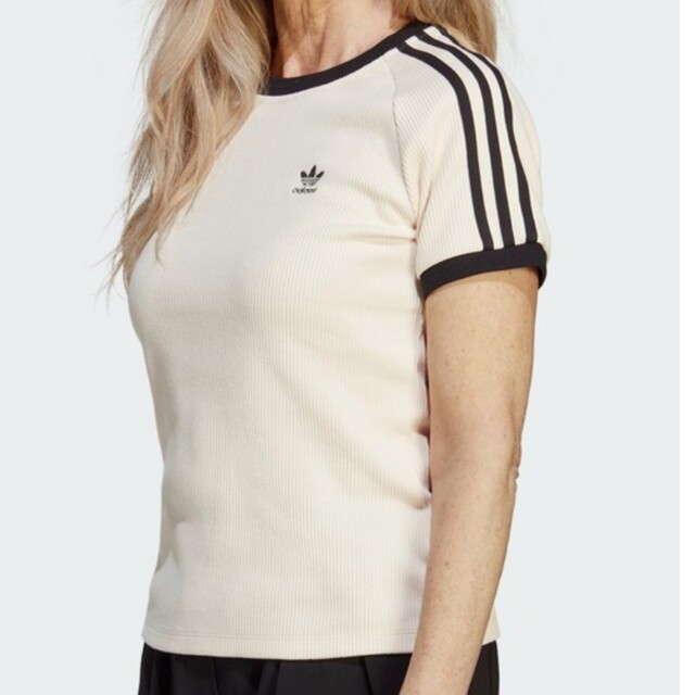 adidasワッフル スリーストライプス スリム半袖Tシャツ