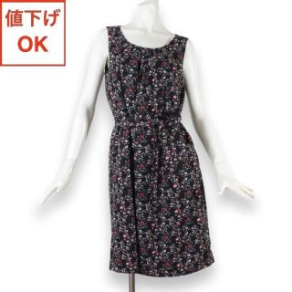 ローラアシュレイ(LAURA ASHLEY)の92【極美品】ローラアシュレイ ワンピース 9 ★未使用に近い★ M ベルト付き(ひざ丈ワンピース)