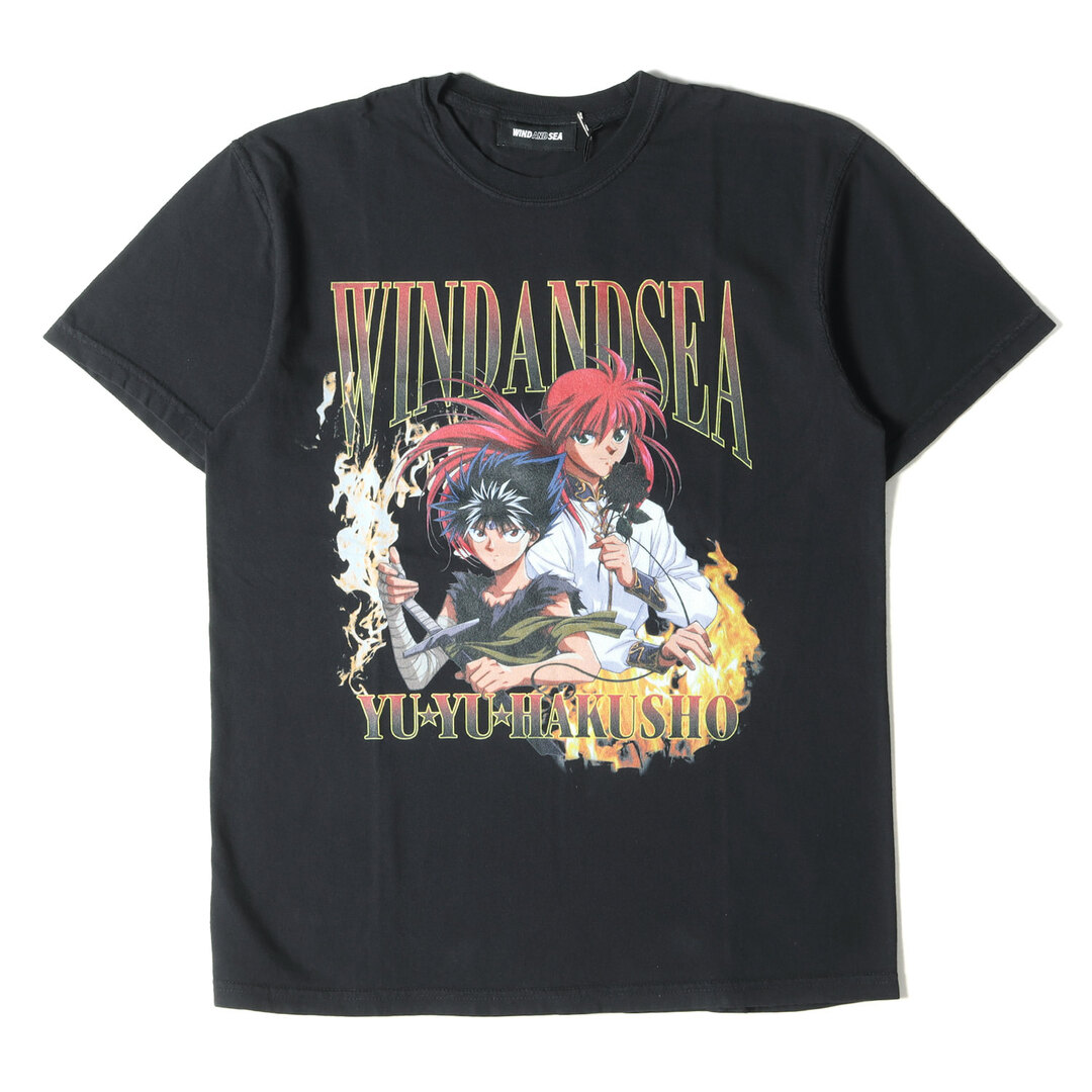 WIND AND SEA ウィンダンシー Tシャツ 幽遊白書 ウォッシュ加工 飛影&蔵馬 クルーネックTシャツ HIEI & KURAMA S/S 22SS ブラック 黒 M トップス カットソー 半袖 コラボ 【メンズ】