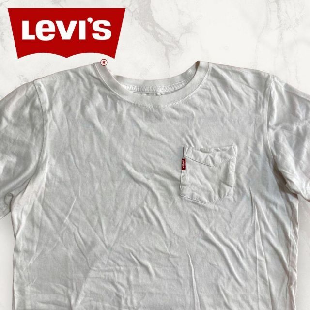 HAH Levis 古着   白 リーバイス　無地　ポケット　キッズ Tシャツ キッズ/ベビー/マタニティのキッズ服女の子用(90cm~)(Tシャツ/カットソー)の商品写真