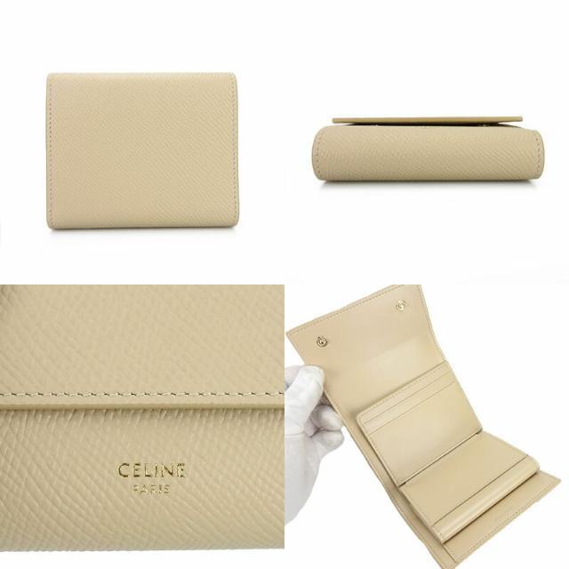 CELINE セリーヌ スモール トリフォールドウォレット 10B573BEL ベージュ コンパクトウォレット 財布  カーフスキン レザー small wallet