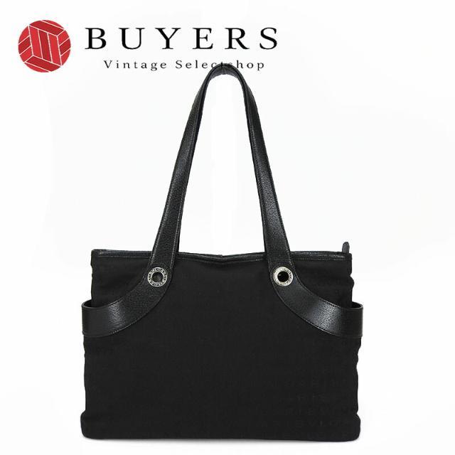 BVLGARI ブルガリ ロゴマニア トートバッグ キャンバス レザー ブラック 黒 Tote Bag Logo Canvas Leather Black