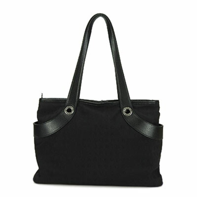 BVLGARI ブルガリ ロゴマニア トートバッグ キャンバス レザー ブラック 黒 Tote Bag Logo Canvas Leather Black