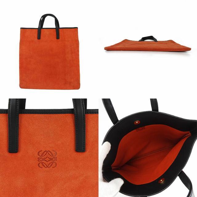 LOEWE ロエベ ナッパレザー アナグラム ハンドバッグ オレンジ ORANGE レザー スエード ゴールド金具  hand bag 2