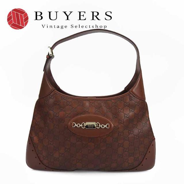 GUCCI グッチ 145781 ワンショルダーバッグ レザー こげ茶 ブラウン