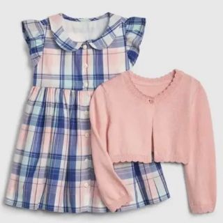 ベビーギャップ(babyGAP)の【美品】baby GAP  チェックワンピース　ボレロ　80サイズ　(ワンピース)