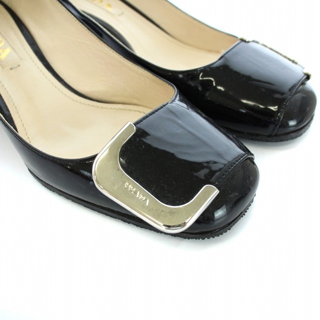 PRADA(プラダ)のプラダ パンプス エナメル スクエアトゥ 34.5 21.5cm 黒 レディースの靴/シューズ(ハイヒール/パンプス)の商品写真