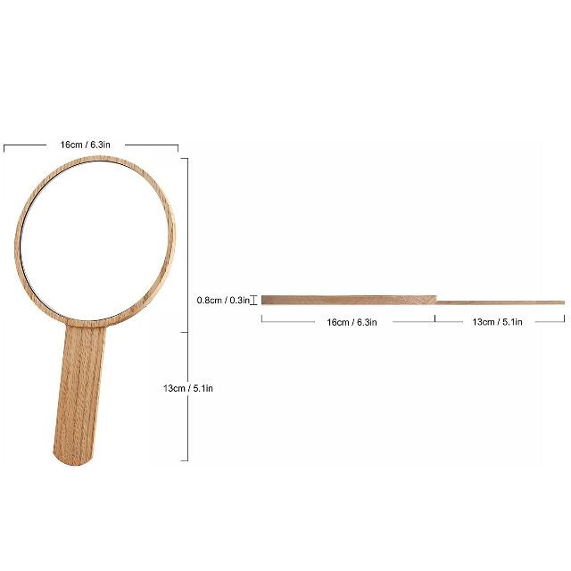 【色: B】手鏡大 ハンドミラーおしゃれ,オーク製卓上鏡ハンド 鏡, 天然木の質 5