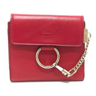 クロエ(Chloe)のクロエ Chloe チェーン コンパクト ウォレット 2つ折り財布 レザー レッド(財布)