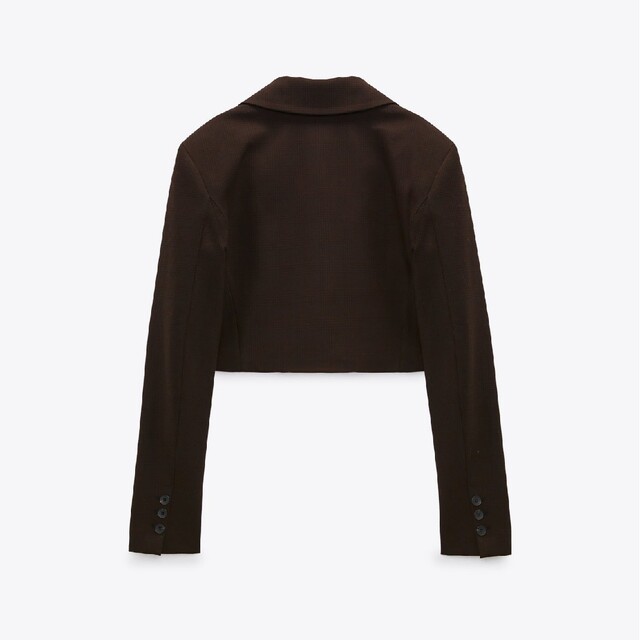 ZARA - ZARA クロップドチェックブレザー XSサイズ ブラウン ZARA - ZARA クロップドチェックブレザー XSサイズ ブラウン