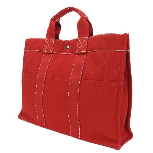 エルメス HERMES ドーヴィル MM トートバッグ キャンバス レッド ...